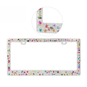 Tùy Chỉnh Bling Giấy Phép Tấm Khung Màu Đá Quý Bột Nhựa Acrylic Epoxy Long Lanh Xe Giấy Phép Trang Trí Khung Bìa Chủ - Product Image 6