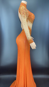 NOVANCE Y2378时尚进口中国商品婚纱面料亮珠钻石礼服正式派对舞台黑色俱乐部服装