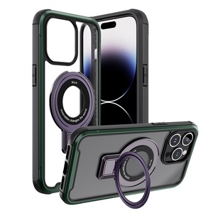 Lüks dokulu ince iPhone için kılıf 15 Pro Max döner halka tutucu Metal çerçeve cep telefonu çanta ile koruyucu kabuk - Product Image 2