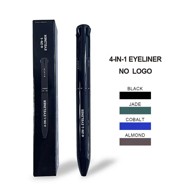 Çok kullanımlı longwear eyeliner kalem özel etiket büküm 4in1 göz makyaj kalemi OEM/ODM dönen mat su geçirmez siyah eyeliner