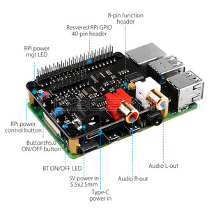 Il cappello DAC 5.0 GeeekPi X930 blvBluetooth supporta il riavvio sicuro, lo spegnimento sicuro e il Poweroff completo dal Software per Raspberry Pi 4B/3B - Product Image 3