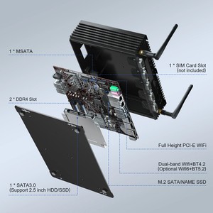 HYSTOUPCインダストリアルミニPC Intel Core I7 8550U Fanless DDR4デスクトップコンピュータ最大64GB内蔵メモリミニコンピュータ - Product Image 2