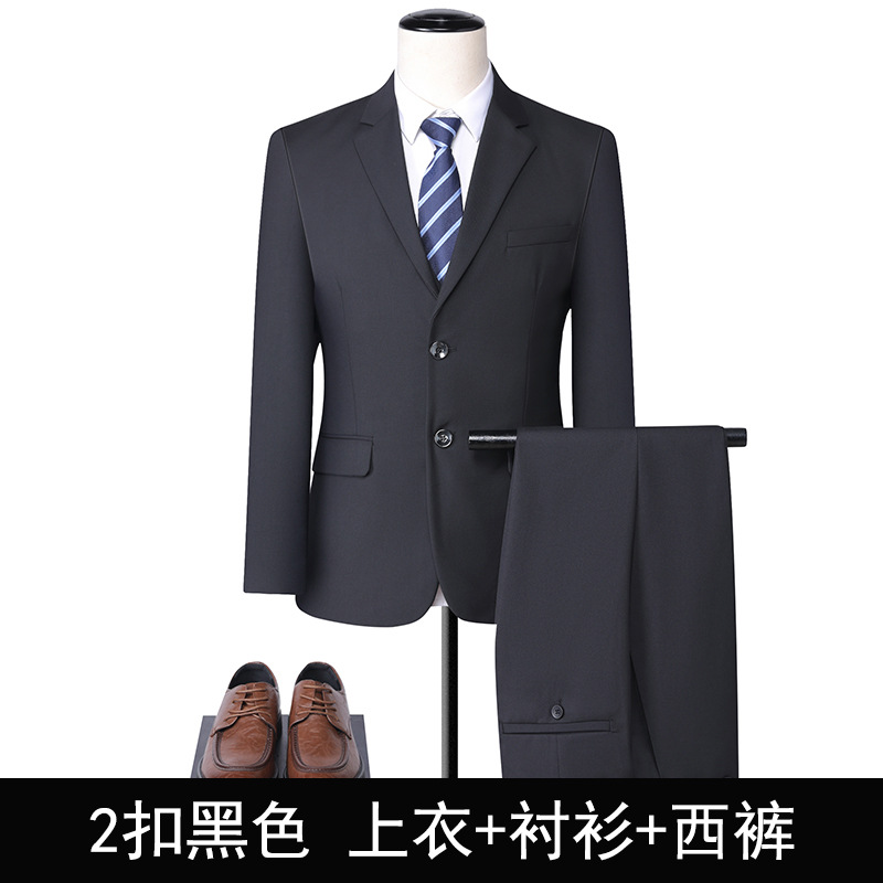 Couleur noire blazer deux boutons + pantalon + chemise