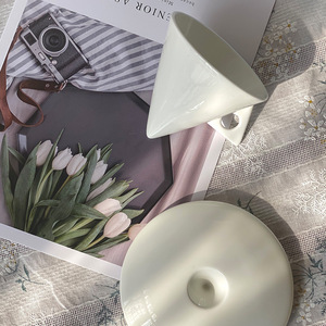 MSH Simple 60ml Vintage Bone China Tri-Cone Ceramic Espresso <strong>Cup</strong> and Saucer Set - Product Image 4