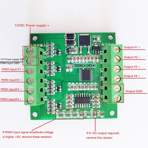 4チャンネルPWM〜0-5Vコンバータモジュール10Hz〜1KHz PWM〜0-10V電圧信号コンディショナーモジュール高精度 - Product Image 5