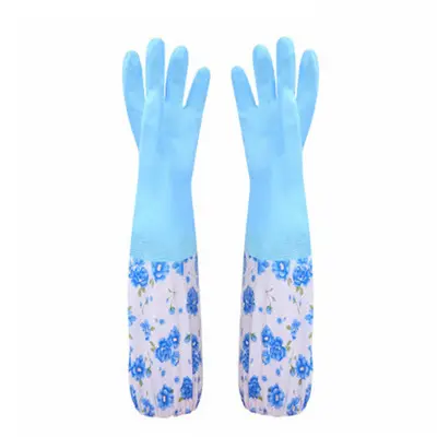 Gummi Latex wasserdichte Geschirrs pül handschuhe Mittellange Manschette Flock Futter Haushalts reinigungs handschuhe