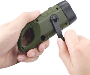 ハンドクランクソーラーダイナモ懐中電灯充電式緊急LEDミニキーホルダースナップクリップバックパック懐中電灯アウトドアキャンプ - Product Image 4