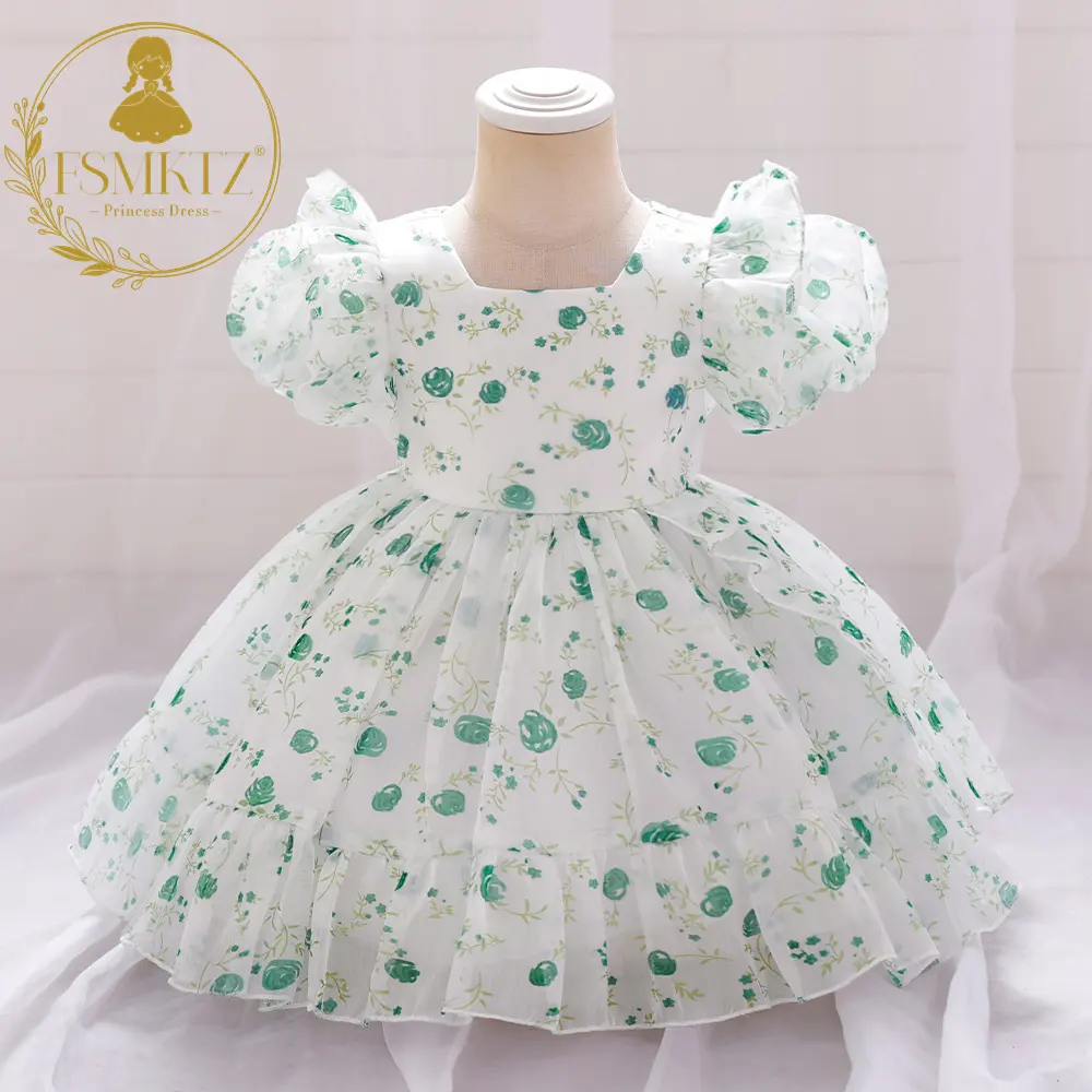 FSMKTZ Sweet Girls ropa de cumpleaños diseño Floral vestido de fiesta niños puesta en escena traje niñas vestidos