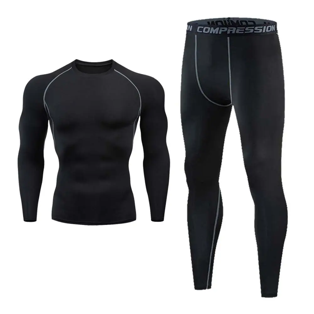 Heren Compressie Ochtendrunning Bodysuit Trainingspak Functioneel Ondergoed Warm Track Pakken Mannen Sneldrogende Kleding