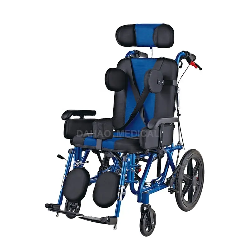 Silla de ruedas manual reclinable de aluminio para parálisis cerebral, silla para discapacitados con ruedas para personas discapacitadas