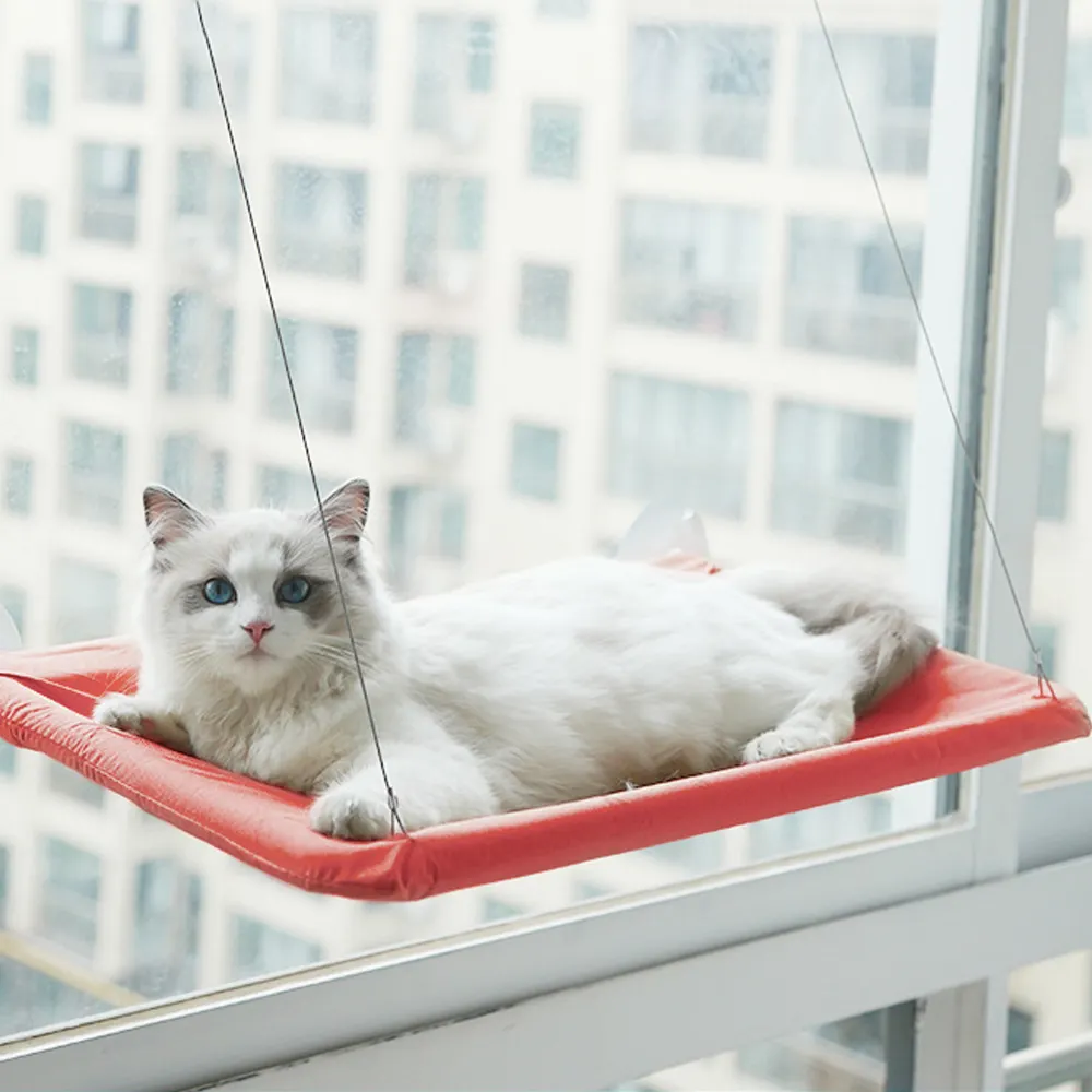 חיות מחמד תליית ערסל חזק יניקה חתול חלון מוט מושב מיטת קיץ חתול חלון רכוב מיטה