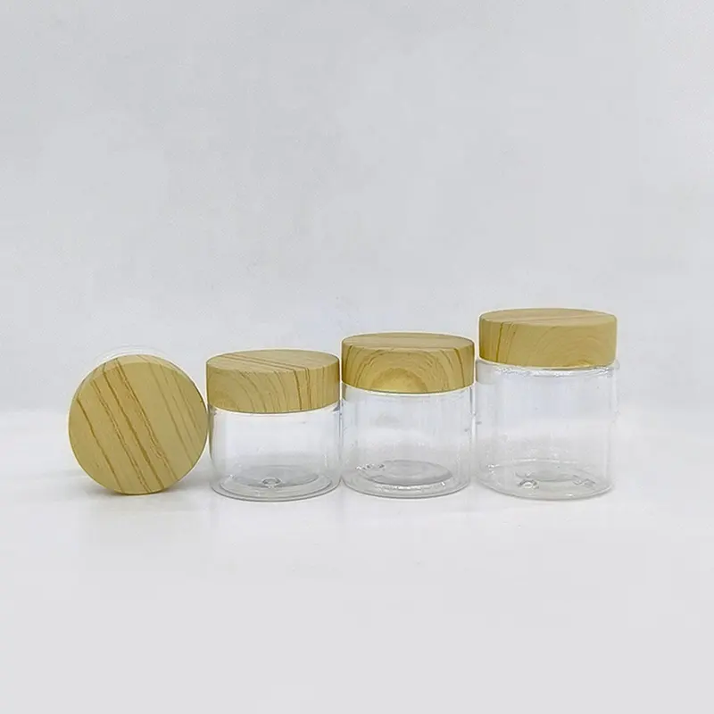 Tapa de rosca Champú Crema cosmética Boca ancha 37mm Frascos de plástico Botella Lata Embalaje con tapas de bambú Contenedores 0,68 oz a 1,69 oz