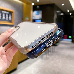 Plating Small Waist High Clear Phone Case for iPhone 12 13 14 15 Pro Max Creative Camera Frame Transparent Back Cover <strong>Shell</strong> - Product Image 3