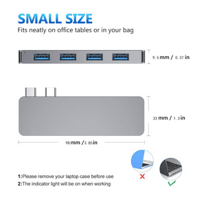 Çift USB C yerleştirme istasyonu 4 port USB3.0 Thunderbolt 3 tip C MacBook için Hub Pro hava - Product Image 6