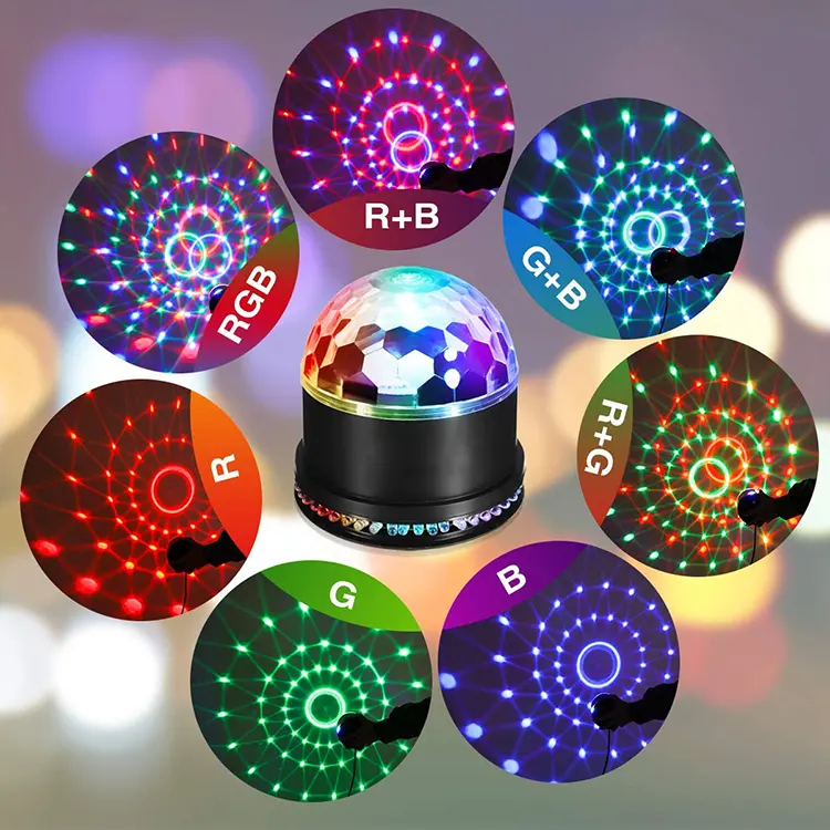 Kontrol suara DJ disko lampu bola kristal LED Mini RGB lampu efek pesta rumah
