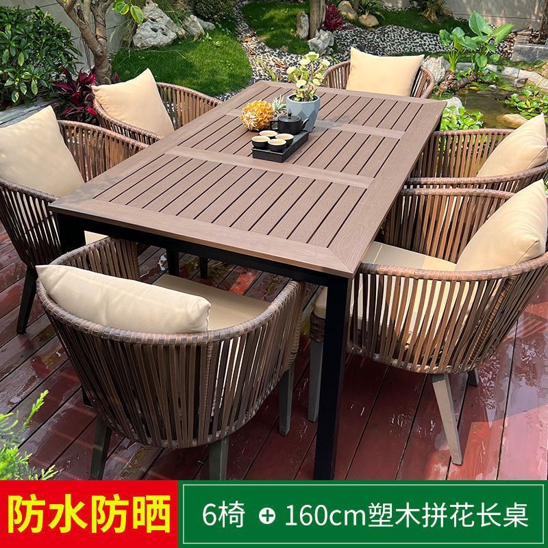 6 chaises 160cm parquet longue table couleur café