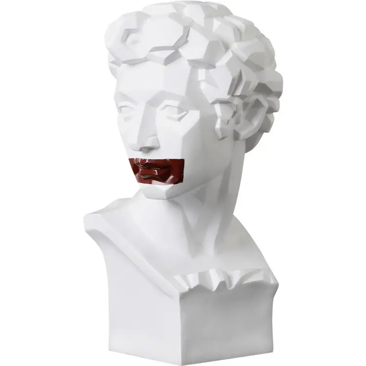 Vendita Calda Nordic Moderno Deko Labbra Rosse Bianco David Statua di 30 Centimetri