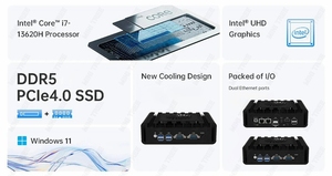 カスタムデュアルLan D89COMインダストリアルファンホストITXケース13620H i7 Core DDR5スピードラム4GモジュールPcie4.0 RTC PXEミニコンピュータ - Product Image 5