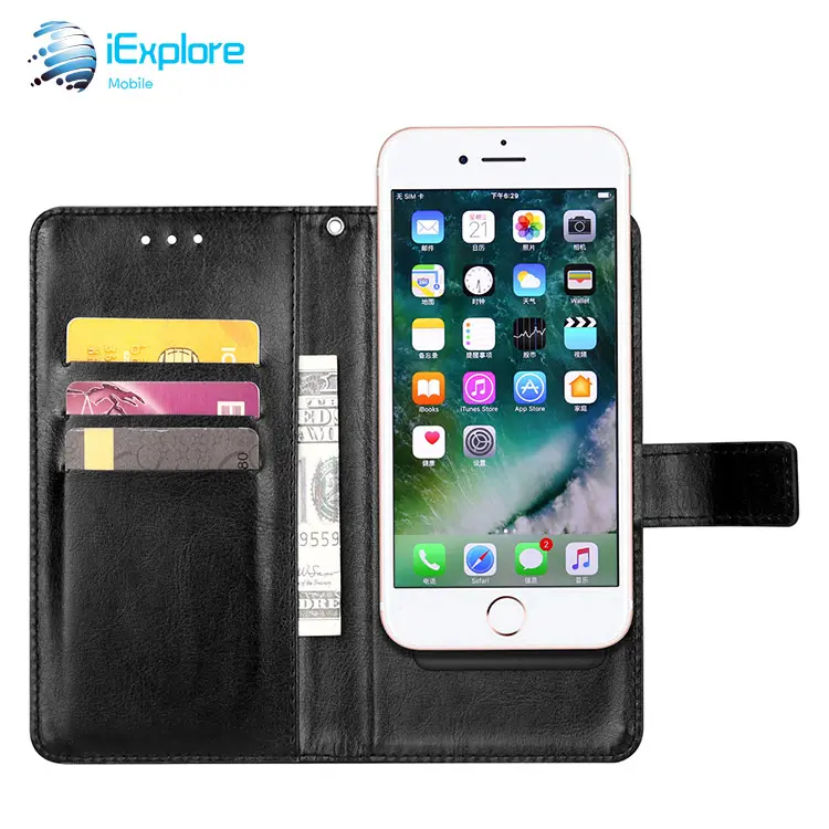 IExplore yukarı aşağı itme çekme yapışkan flip kapak PU deri yuvası evrensel kart cüzdan telefon kılıfı smartphone için iPhone 13 pro max
