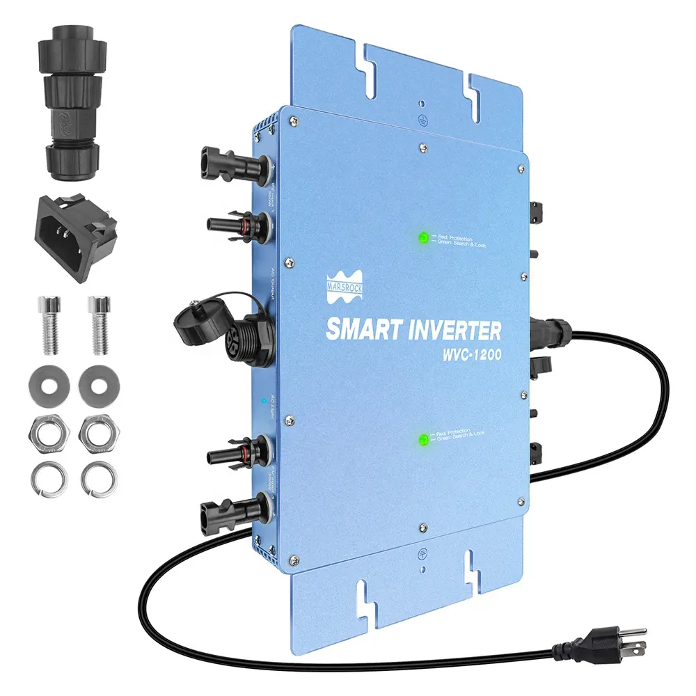 Microinversor Solar de onda sinusoidal pura con conexión a red, 1200W, 22-50V de CC a AC110V-220V, IP65, doble MPPT, resistente al agua