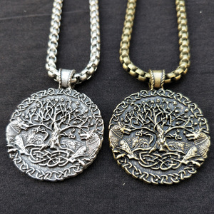 Two Wolves Signed Commissioned <strong>Celtic</strong> Pendant Two Wolf Tree and World Tree Jewelry Viking Jewelry for Men's - Product Image 1