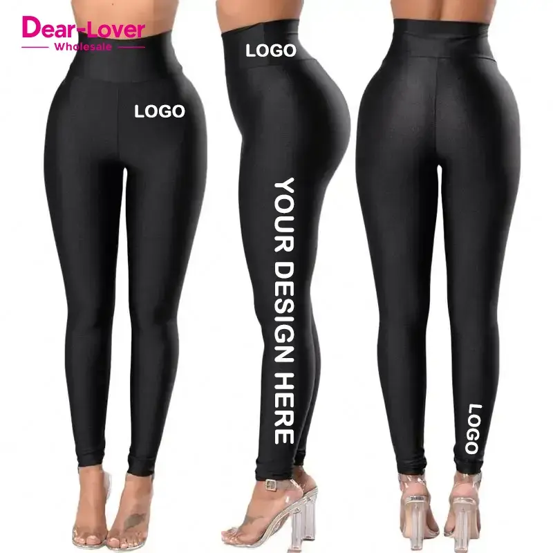Dear-lover-Legging de cintura alta para mujer, color blanco, negro, cintura alta, Ceñidor, personalizado