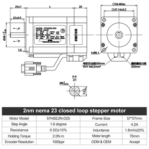 CNC 4 Axis Nema23 2NM Circuito cerrado Nema 23 Motor paso a paso y controlador HSS57 Kit de fuente de alimentación del controlador CNC - Product Image 3