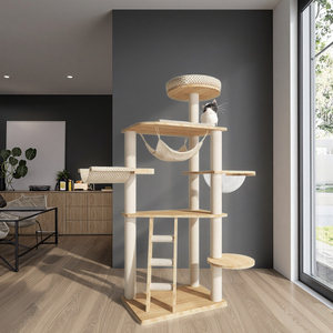 Pour les grands chats uniquement arbre à chat en bois massif arbre à chat et maison à chat combiné cadre d'escalade de chat à plusieurs niveaux conception peu encombrante - Product Image 6