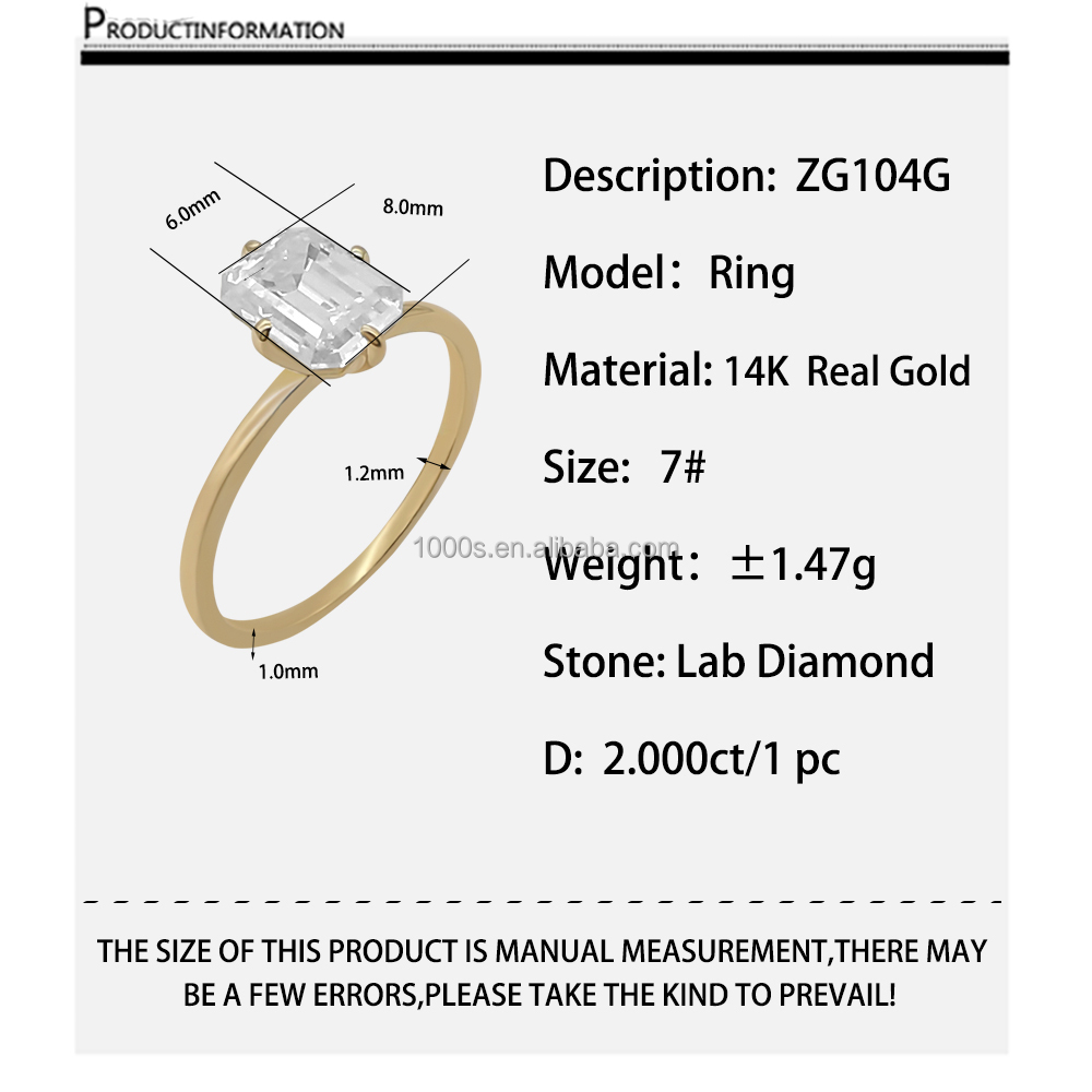 Oro 14K con Diamante Coltivato in Laboratorio ZG104G