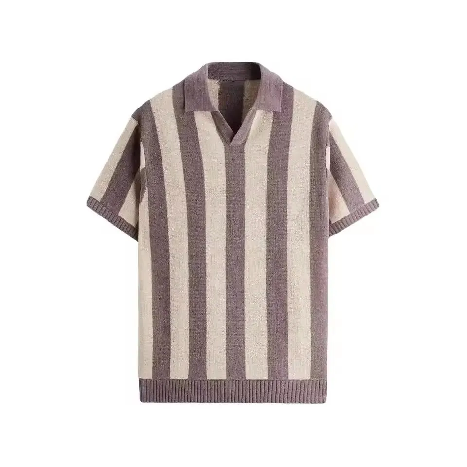 2023 printemps/été nouveau Jacquard tricots Polo tricoté à manches courtes T-shirt Jersey nouvelle mode Logo personnalisé décontracté pour hommes blanc