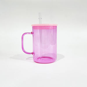 Best Value <strong>Gift</strong> 17oz Colored clear Glass <strong>Mugs</strong> with <strong>pp</strong> Lids Suitable for Vinyl Camper <strong>Mug</strong> for Dye Sublimation Heat Press