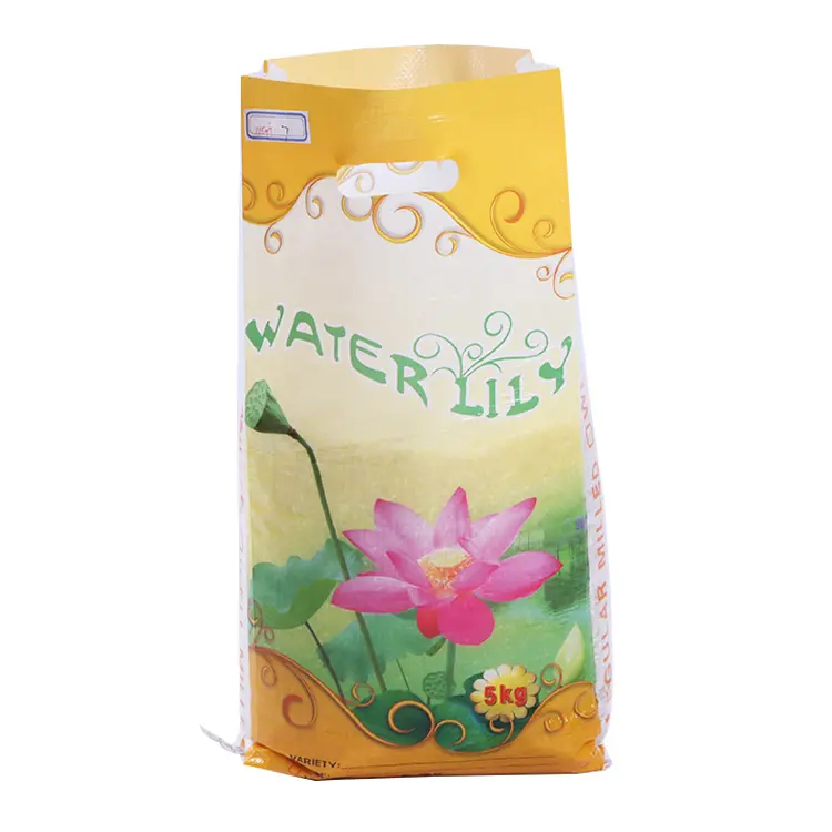 Custom size and print high quality bopp laminated pp woven 10kg rice pet food bag white sugar bag 50kg price