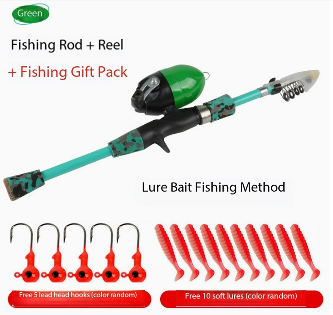 Set da Pesca Verde + Combo Esca Morbida con Testa Jig