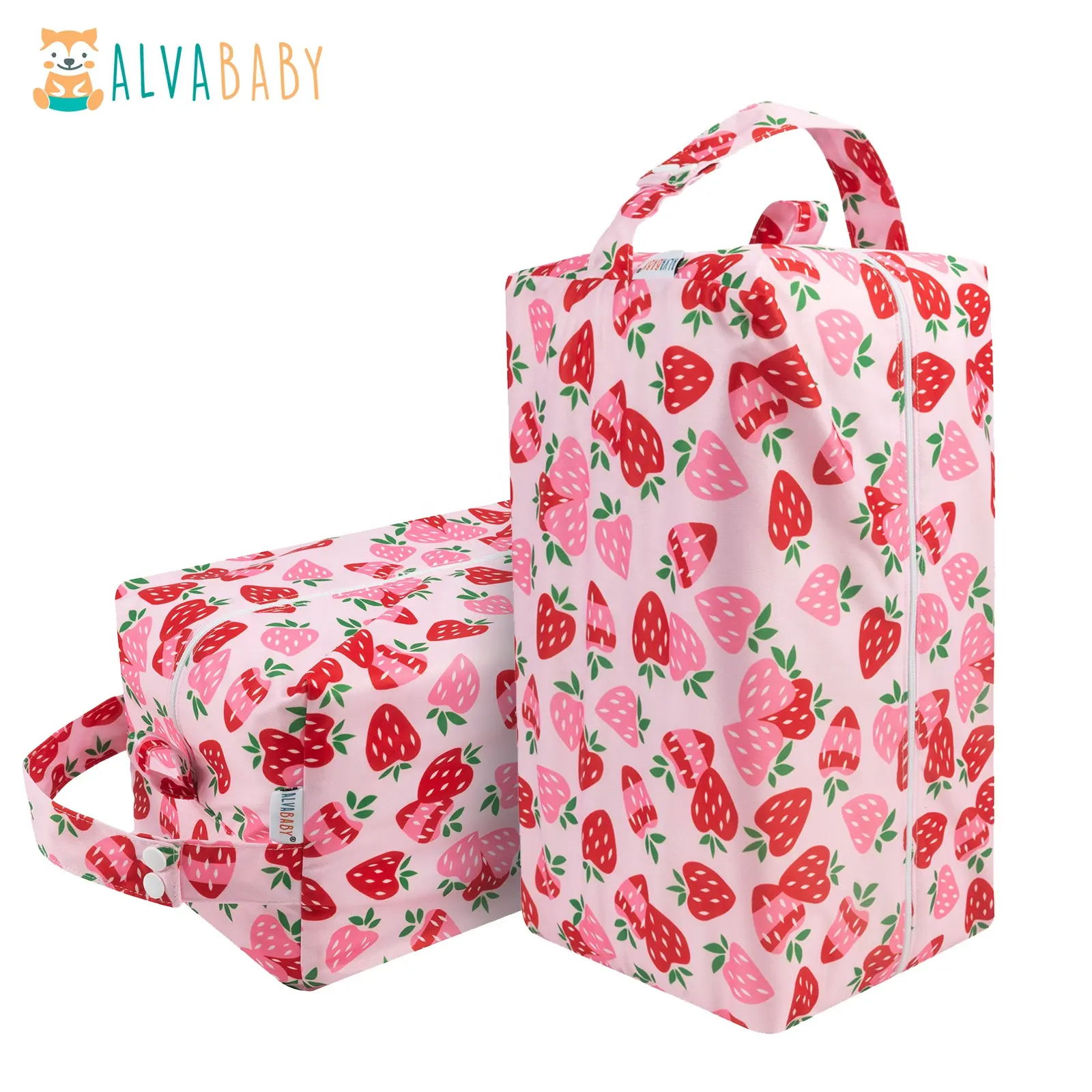ALVABABY-bolsas impermeables para pañales de bebé, bolsas reutilizables de moda para pañales de frutas y fresas