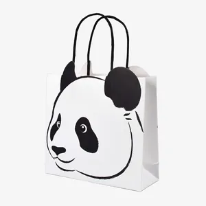 Großhandel niedlichen Panda Muster Tote Shopping Papiertüte Kreatives Design mit glänzenden Matt Laminierung Prägung Wellpappe - Product Image 1
