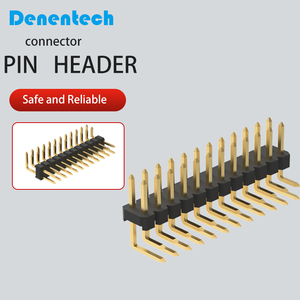 Denentech Customized 2.54mm Pin <strong>Header</strong> Dual Row Right Angle DIP Pin <strong>Header</strong> 2.54mm Pin <strong>Header</strong> Connector - Product Image 1