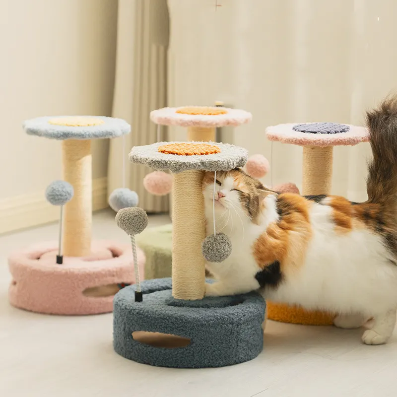 Torre per gatti all'aperto di vendita calda con tiragraffi ricoperti di Sisal giocattoli da arrampicata per gatti albero per gatti a fiori