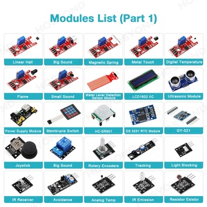 NEU 45 in 1 Sensor module 16 Arten Starter Kit für Arduino Raspberry Pi, besser als 37 in 1 mit Box für UNO Set R3 MEGA2560
