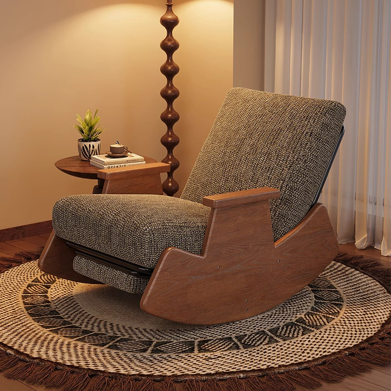 Walnut-colored framed cotton and linen soft pack