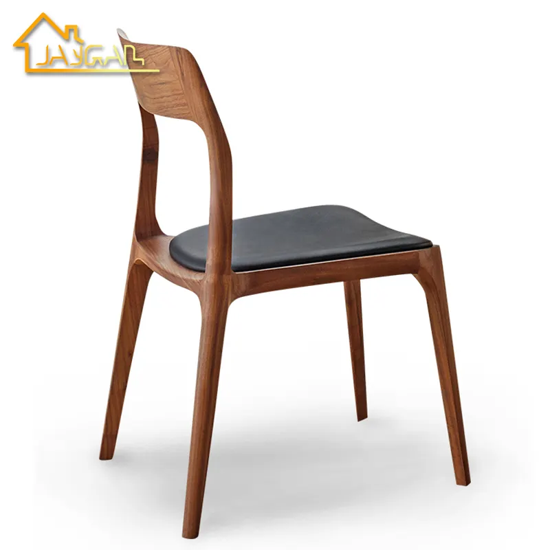 Chaise de salle à manger en faux cuir noir, chaise de restaurant en bois massif noir, bon marché