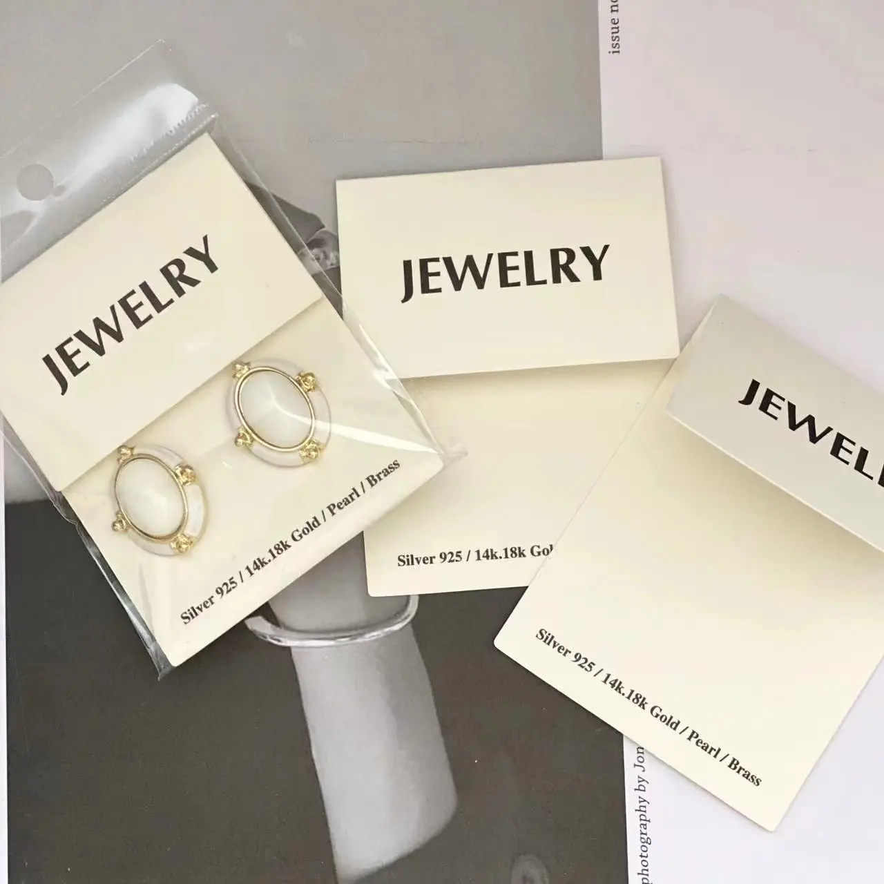 High Quality Wholesale Printed White Paper Holder Ring Earring Necklace Display Packaging Cards Jewelry Cards With Logo