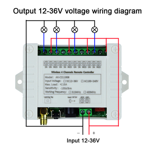 DC 12V 24V 36V 10A 433MHz 4 Channel <strong>Wireless</strong> <strong>Relay</strong> RF Remote <strong>Control</strong> Switch Receiver 4CH Metal Transmitter Smart Multiple Module - Product Image 3