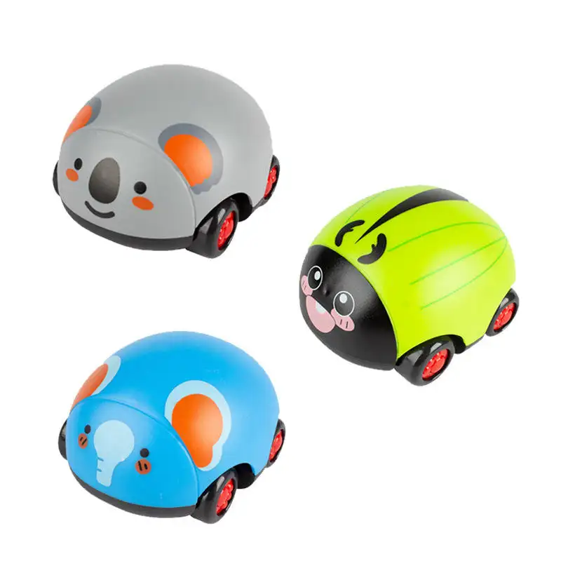 Vente en gros de jouets de voiture à tirer vers l'arrière Mini Animal Insert Design Mignon Cartoon Toy Car Toy avec lumière LED