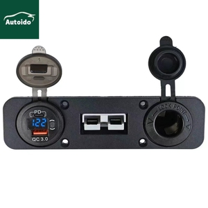 Çift USB tip C hızlı şarj QC3.0 + PD şarj soketi voltmetre paneli Anderson tarzı 50A Anderson tak ile gömme montaj - Product Image 2