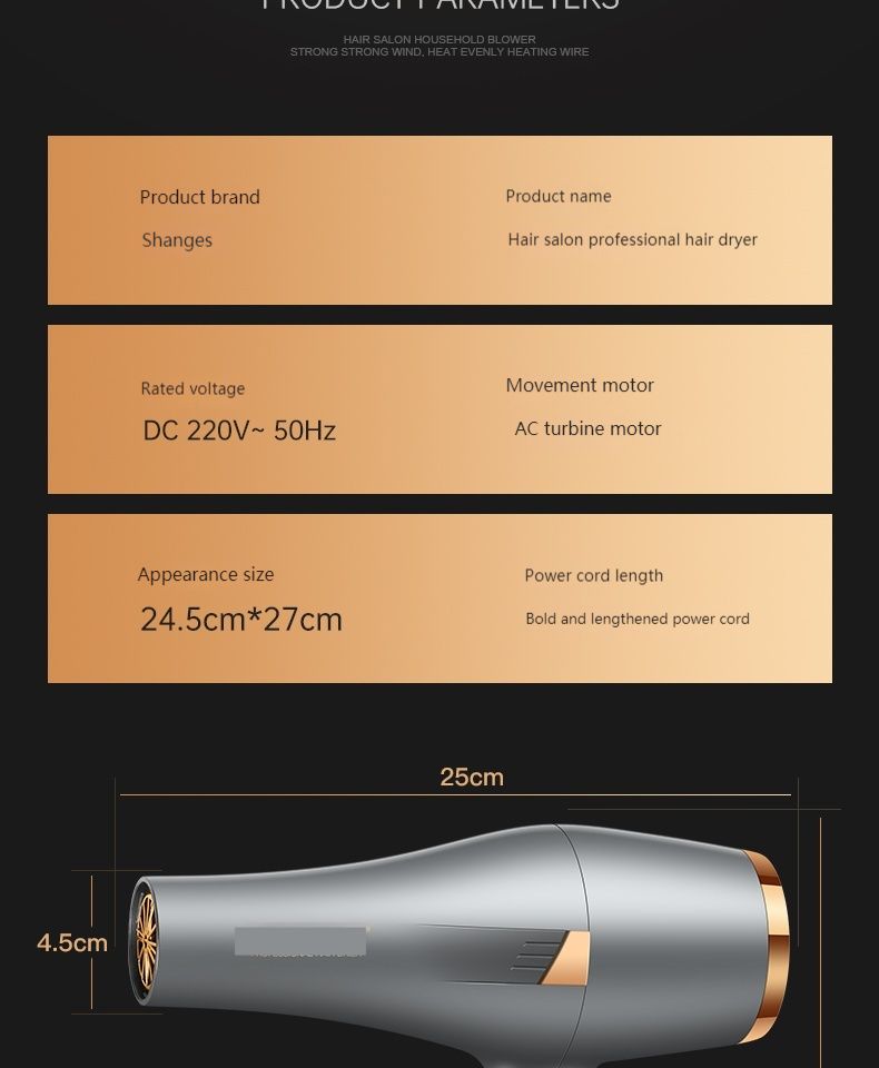 Hot Selling Salon Ac Motor Professional Blow Negative Ion Hair Dryer With Private Label Salon Ionic Function