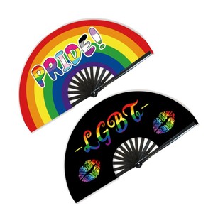 พัดคลัทช์เสียงดังขนาดใหญ่พัดมือหมุนสีรุ้งพร้อมเทคนิคการวาดสำหรับงานแต่งงาน - Product Image 3