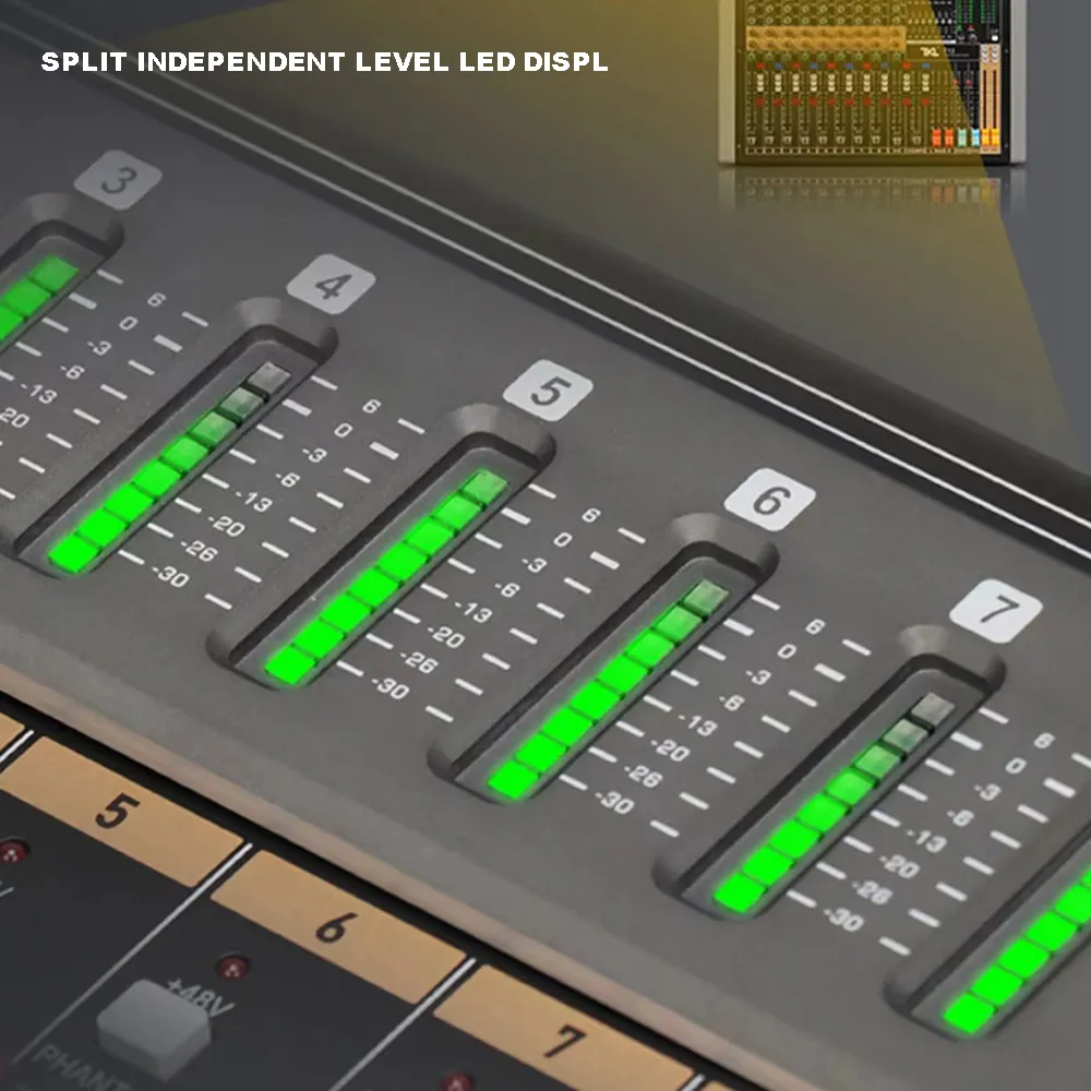 Yeni tasarım 8 kanal ses mikseri ile 2 STEREO dört grup çıkışı AUX ses kartı 7 bant EQ 100MM FADER