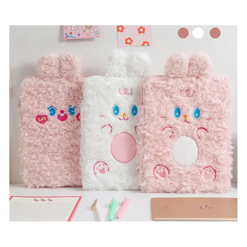 Lovely Furry Laptop Sleeve Bag Laptop Pouch for iPad pro Air 9" 11" Notebook Computer Rabbit Pad Cases