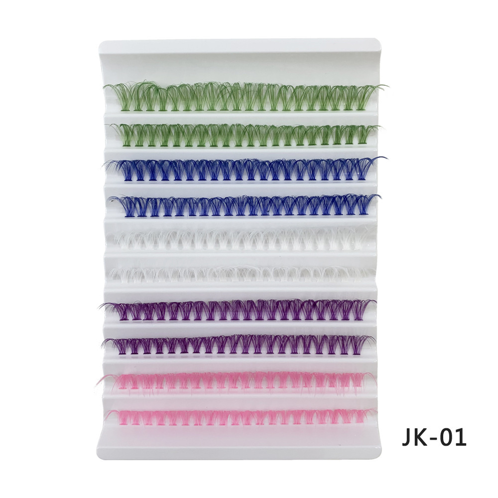 JK-01 (Plateau Blanc, Cils en Bouquets de Couleurs)
