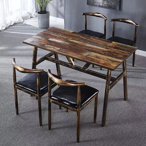 Hiện đại Retro thức ăn nhanh bàn ghế thiết lập kinh tế gỗ thiết kế cho nhà hàng Snack BBQ thực phẩm gian hàng mì cửa hàng Lẩu bảng - Product Image 5